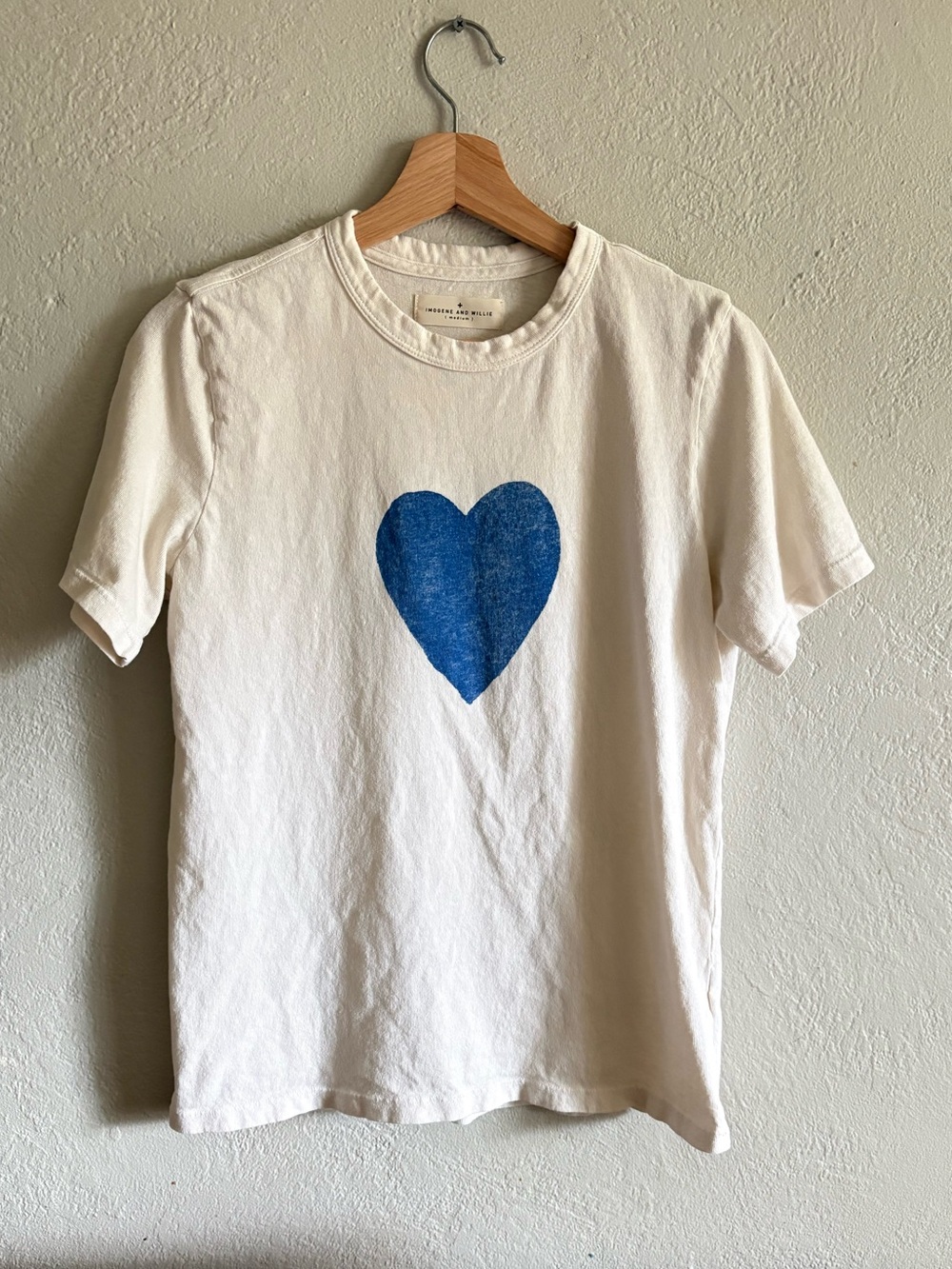 imogene + willie White Tee with Blue Heart Print